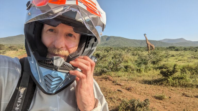 Hidde, co founder of Safari MotoXpedition, riding a motorbike in Kenya