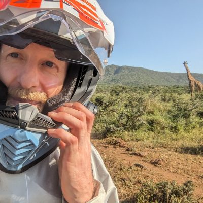 Hidde, co founder of Safari MotoXpedition, on a motorbike trip in Kenya